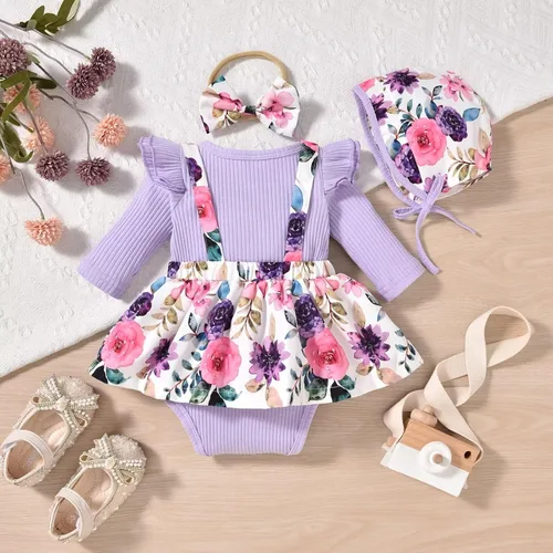 Miniatura 29 de Unutiylo Ropa de bebé recién nacida prematura con tirantes, traje de otoño e invierno, traje de manga larga con volantes