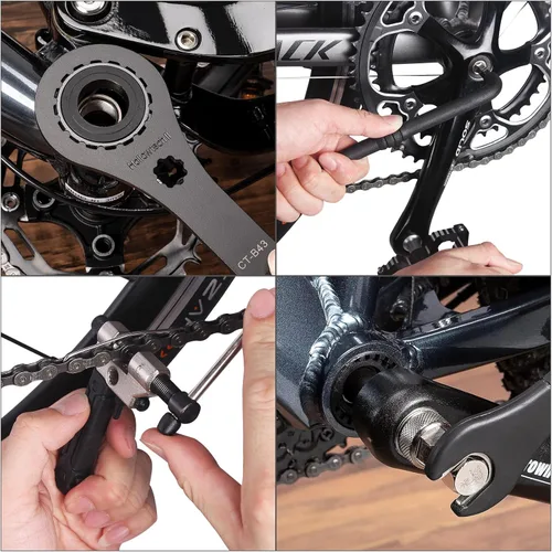 Miniatura 4 de Kit de herramientas para bicicleta con estuche de almacenamiento, juego de herramientas de reparación de bicicletas de 22 piezas, caja