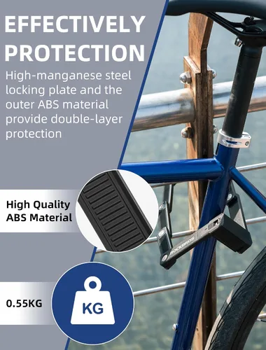 Miniatura 6 de ROCKBROS Cerradura de bicicleta plegable antirrobo,Diámetro negrita 0.3 in,Material ABS de alta resistencia,Cerradura de llave plegable portátil