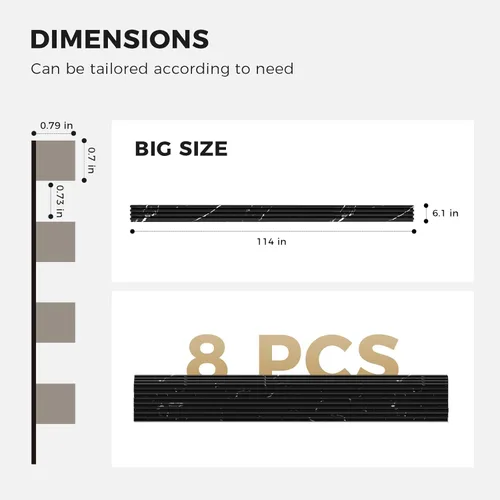Miniatura 3 de OUZUGIE WPC Paneles de Pared de Rejilla Acústica, Paquete de 8 Paneles de Pared 3D de 114 x 6 Pulgadas para Decoración de Paredes Interiores, Sala