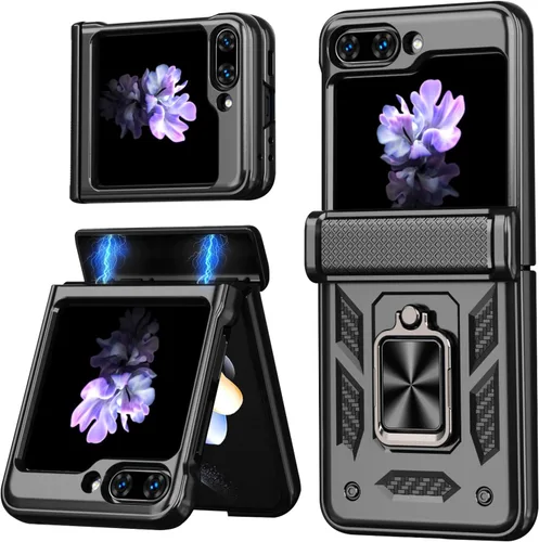Funda para Samsung Galaxy Z Flip 5 5G con protección de bisagra, cubierta de cámara deslizante resistente militar para caídas, soporte magnético