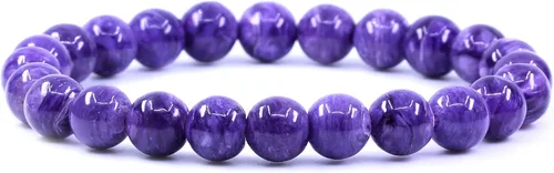 Miniatura 154 de Amandastone Pulsera elástica de cuentas redondas de 0.315 in con piedras preciosas naturales de 7 pulgadas