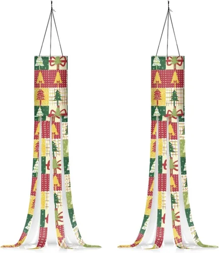 Miniatura 17 de Windsock - Calcetín de viento reutilizable suave de Navidad para colgar al aire libre para jardín, árbol, fiesta, decoración de bandera, calcetines