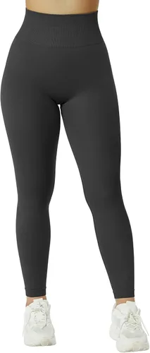 Miniatura 5 de RUUHEE Leggings de entrenamiento de contorno sin costuras para mujer, cintura alta, pantalones de yoga para gimnasio