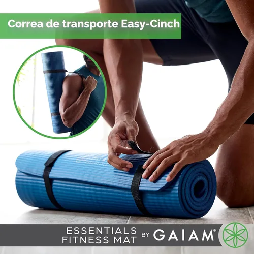 Miniatura 4 de Gaiam Essentials - Alfombrilla de yoga y pilates, fitness y ejercicio de 2/5 pulgadas de grosor (0.394 in) con correa de transporte fácil de Balsam