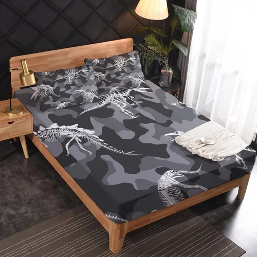 Miniatura 2 de Sábanas de camuflaje tamaño Queen – Sábanas de cama de fósil de dinosaurio, microfibra suave, bolsillo profundo, sábanas y fundas de almohada