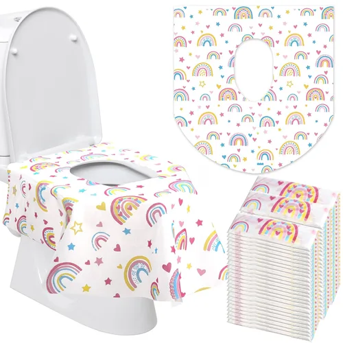 Miniatura 10 de Paquete de 50 fundas desechables para asiento de inodoro, extra grandes, envueltas individualmente para niños y adultos, fundas de asiento