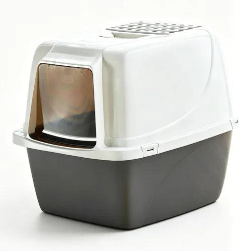Miniatura 5 de Caja de arena grande con capucha para gatos, bandeja de arena cerrada extragrande con bandeja de tamiz integrada para múltiples gatos, azul y blanco