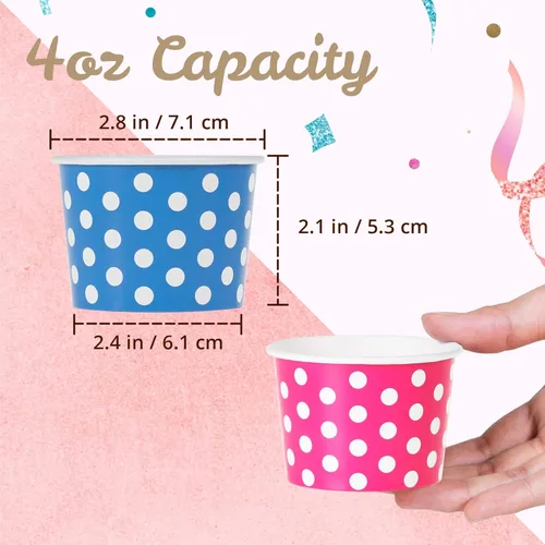 Miniatura 4 de MATICAN Tazas de papel para helado – 100 unidades de 4 onzas, cuencos desechables para postres para alimentos fríos o calientes, suministros