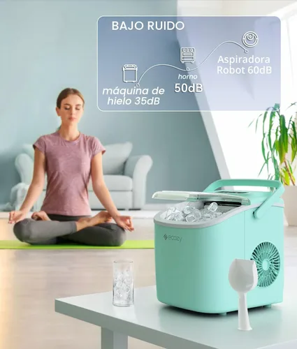 Miniatura 6 de ecozy Máquina de hielo portátil para encimera, 9 cubos listos en 6 minutos, 26 libras en 24 horas, máquina autolimpiante con bolsas de hielo/cuchara