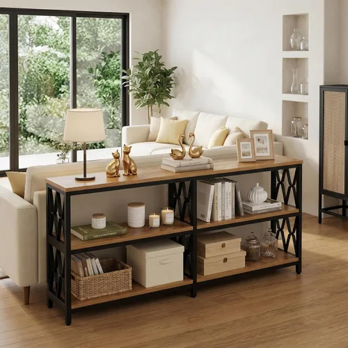 Miniatura 12 de LITTLE TREE Console Table with Storage Shelves, 70.9" Industrial 3-Tier Sofa Table for Living Room, Long Foyer Table Entryway Table for Hallway
