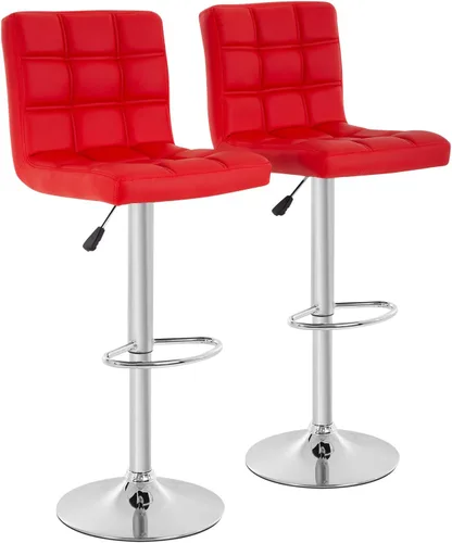 Miniatura 9 de BestOffice Taburete de bar moderno, juego de 2 taburetes de bar de altura ajustable de altura de mostrador, taburete giratorio de cuero PU, sillas