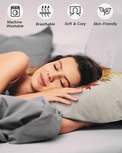 Miniatura 4 de Fundas de almohada de calabazas de otoño tamaño Queen, 2 paquetes de fundas de almohada suaves decorativas para sofá sofá de cuerpo largo, funda