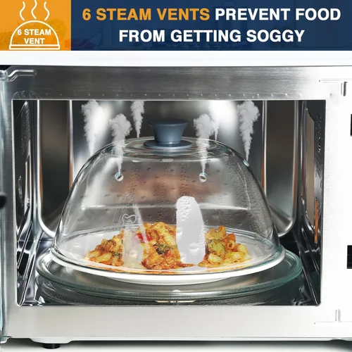 Miniatura 5 de Lopeztek Cubierta alta de vidrio contra salpicaduras para microondas, 0.9-2.2 pies cúbicos para microondas, protector de salpicaduras para platos