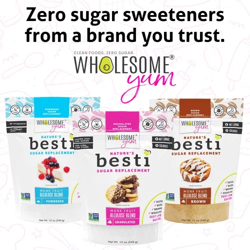 Miniatura 7 de Wholesome Yum Besti - Sustituto natural de azúcar, mezcla de edulcorante de fruta de monje granulada cetogénica con alulosa (sin eritritol), sin