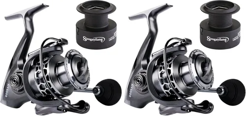 Miniatura 10 de Sougayilang Carrete de pesca 13+1BB peso ligero ultra suave aluminio Spinning carrete de pesca con carrete de grafito de repuesto gratis
