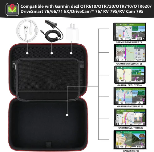 Miniatura 2 de Funda GPS para Garmin dezl OTR610/OTR720/OTR710/OTR620/DriveSmart 76/66/71 EX/DriveCam™ 76/RV 795/RV Cam 795, 6-7 pulgadas con bolsa de malla