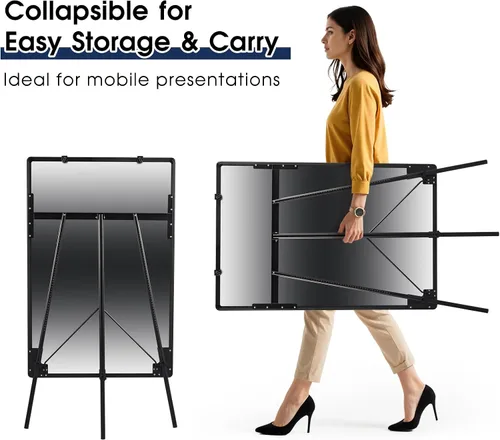 Miniatura 6 de Caballete magnético para pizarra blanca, 36 x 24 pulgadas de altura ajustable con soporte, marco de aluminio grande para enseñanza, pizarra