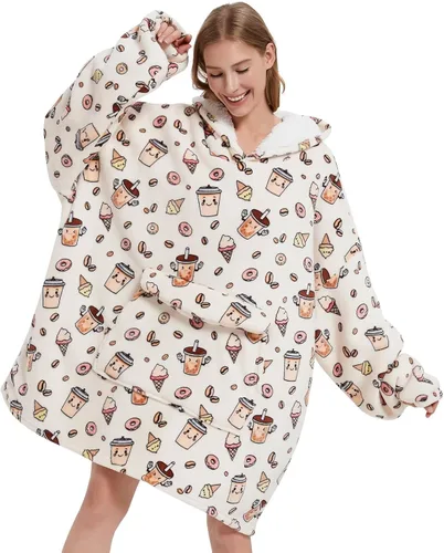 Miniatura 17 de Fiosnow Sudaderas con capucha de pizza y papas fritas para mujeres y hombres, sudaderas con capucha de tamaño grande para adultos, manta portátil