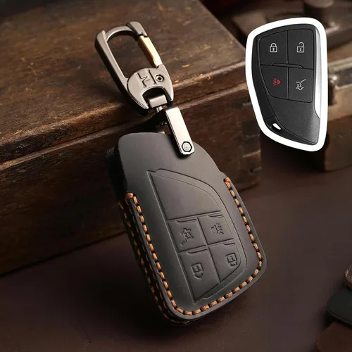 Miniatura 3 de Funda de cuero para llavero de 4 botones para GMC compatible con Hummer Yukon XL Sierra Acadia Canyon, para Chevy Tahoe Colorado Suburban Silverado