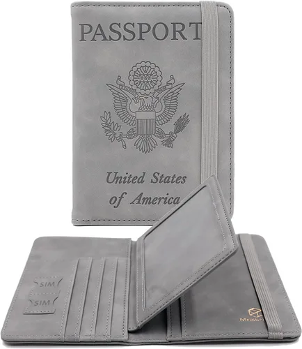 Miniatura 42 de Melsbrinna - Funda para pasaporte, ranuras para tarjetas, bonita funda para pasaporte para mujeres/hombres, resistente al agua con bloqueo RFID