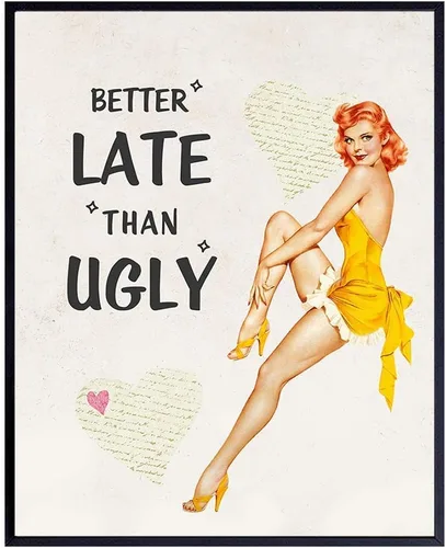 Divertido cartel vintage de chica pin-up de los 1950 para decoración del hogar en el baño - Arte de pared retro de 8x10 para baño, dormitorio -