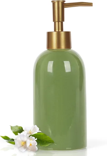 Miniatura 17 de Natheeph Dispensador de jabón de cerámica de 14 onzas, dispensador de jabón de cerámica, puede llenar líquido para baño/cocina (2 unidades, negro)