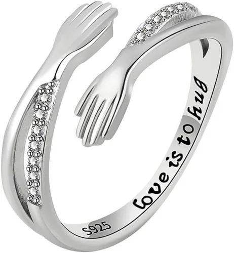 Miniatura 25 de Anillo de plata de ley 925, minimalista, ajustable, hecho a mano, para mujeres y niñas
