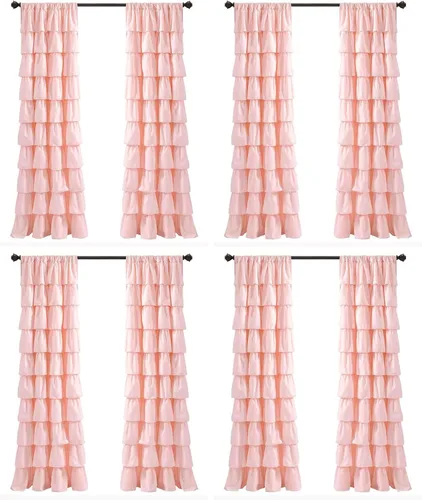 Miniatura 6 de Lush Decor Cortina de Ventana con Volantes Blush - Panel de Estilo Shabby Chic Rústico de Granja para Sala de Estar, Comedor, Dormitorio