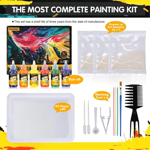Miniatura 6 de Pintura de mármol de agua para niños – Artes y manualidades para niñas y niños, kits de manualidades, regalos ideales para niños de 6 a 8 a 12 años