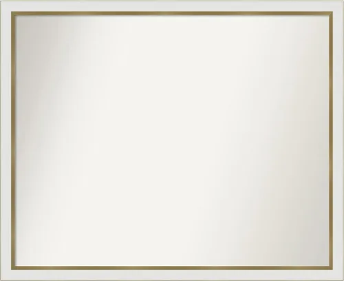 Miniatura 134 de Amanti Art Espejo de baño blanco para sobre el fregadero, 30 x 35 pulgadas, espejo de tocador rectangular estrecho de Eva de oro blanco, marco