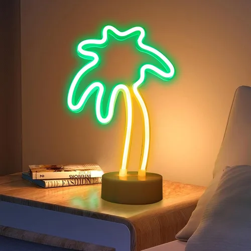 Miniatura 14 de ENUOLI Luces de Letreros LED de Neón con Forma de Trébol Verde, Luz Nocturna de Neón Alimentada por USB y Batería, Lámpara Nocturna, Mejores Luces