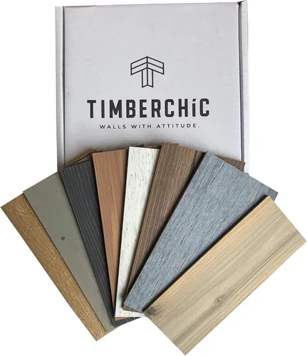 Timberchic Paneles de Pared de Madera Recuperada – Tablones de Despegar y Pegar para Paredes de Acento – Paquete de Muestra de Decoración Rústica