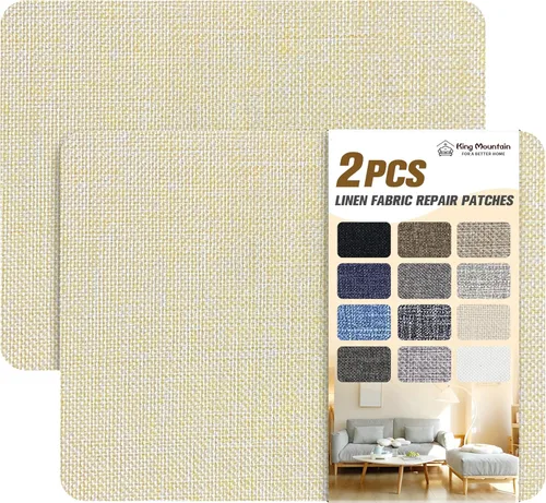 Miniatura 110 de KING MOUNTAIN Parches de reparación de lino fino, tela autoadhesiva, 8 x 11 pulgadas, 2 unidades, multicolor, para sofá de lino (beige)