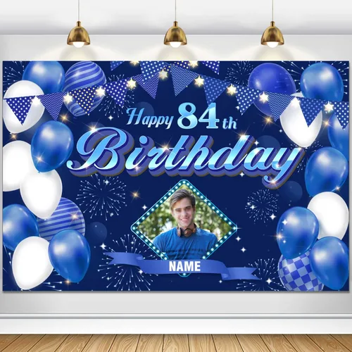 Miniatura 106 de Dicodes Fondo de decoración de feliz cumpleaños número 100 color azul marino personalizado, cartel con purpurina, pancarta, suministros