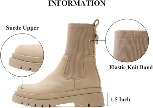 Miniatura 3 de Shoe'N Tale Chelsea - Botines para mujer, con plataforma elástica, suela elástica, antideslizantes, punta redonda, sin cordones