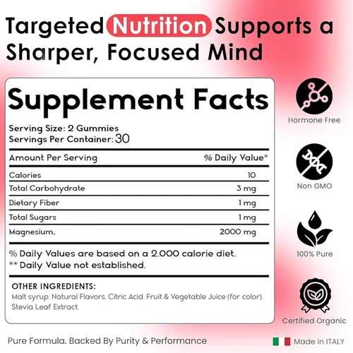 Miniatura 2 de Suplemento de magnesio de 2000 mg para un mejor sueño - Suplementos para la memoria y la concentración - Alta absorción muscular y apoyo cerebral