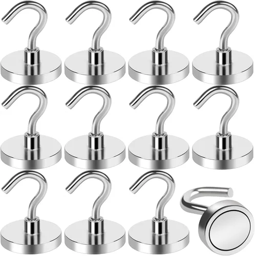 Miniatura 39 de LOVIMAG - Ganchos magnéticos, imanes de 30 libras con ganchos para crucero, ganchos magnéticos negros para colgar, refrigerador, aula, nevera