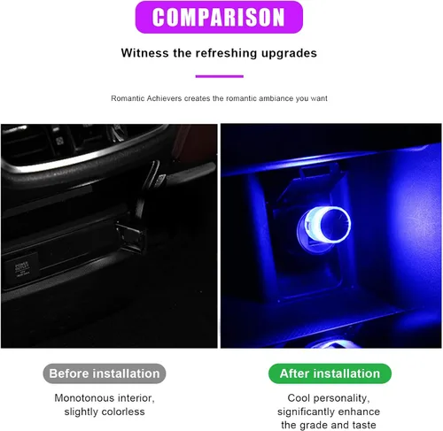 Miniatura 4 de 4 luces LED USB para el interior del automóvil, con interfaz automotriz USB enchufable, lámparas nocturnas de carga, mini luz LED