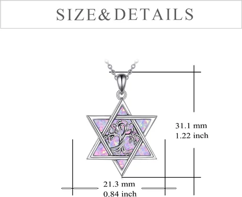 Miniatura 12 de YFN Collar de estrella de David de plata de ley, concha de abulón, árbol de la vida, joyería judía, regalos para mujeres y hombres