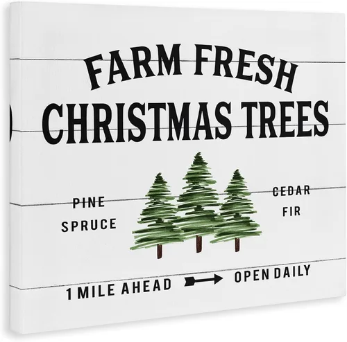 Miniatura 3 de Stupell Industries Cartel de árbol de Navidad blanco de granja, diseñado con letras y forrado, 20 x 16 pulgadas, arte de pared en lienzo
