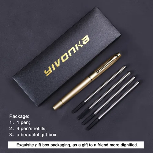 Miniatura 4 de YIVONKA - Bolígrafo de bola recarga negra, lujoso bolígrafo de línea de 0.5mm, el mejor set de regalo de bolígrafo para hombres y mujeres Dorado
