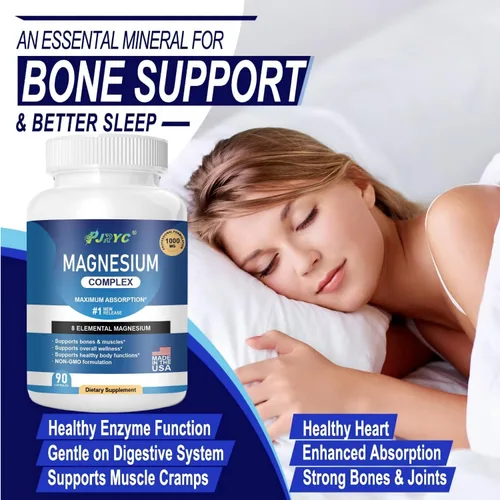 Miniatura 2 de Suplemento complejo de magnesio – 1000 mg con 8 formas de magnesio: glicinato, citrato, malato, taurato y orrotato – Apoya la función muscular