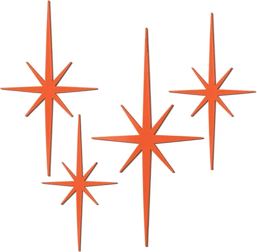 Miniatura 7 de Blulu 4 piezas de decoración de pared de hierro fundido con forma de estrella de Starburst, decoración de metal de mediados de siglo moderno, Gris