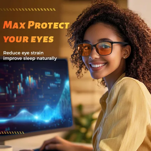 Miniatura 3 de ANRRI Lentes de luz azul para computadora y juegos, lentes ámbar que reducen la fatiga ocular, máxima protección, para hombres y mujeres