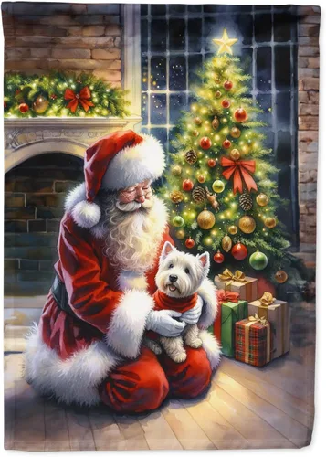 Miniatura 96 de Caroline's Treasures DAC4159CHF - Bandera de casa de Husky siberiano y Papá Noel para porche, grande, para colgar en la pared, poliéster