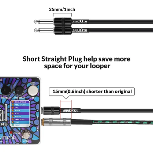 Miniatura 4 de Cable de conexión de guitarra de 6 pulgadas, cables de pedal de efecto de guitarra de 5.9 in, en ángulo