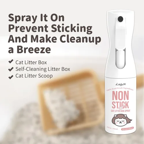 Miniatura 6 de Lady N Spray de revestimiento antiadherente para caja de arena para gatos y caja de arena autolimpiante Fórmula de cera de grado alimenticio, sin