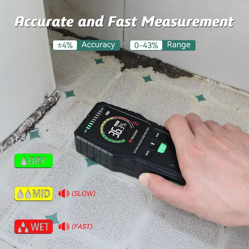 Miniatura 2 de Medidores de humedad sin pines, probador digital de humedad de madera no invasivo, detector de fugas de agua para pared, madera, edificio, leña