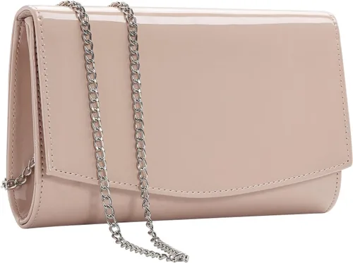 WALLYN'S Carteras del cuero de la patente de las mujeres de la moda de los monederos del embrague, color sólido | Fashion